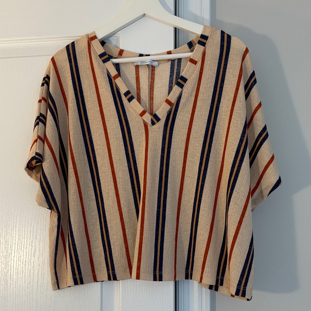 Zara Striped V-Neck Women's Top
